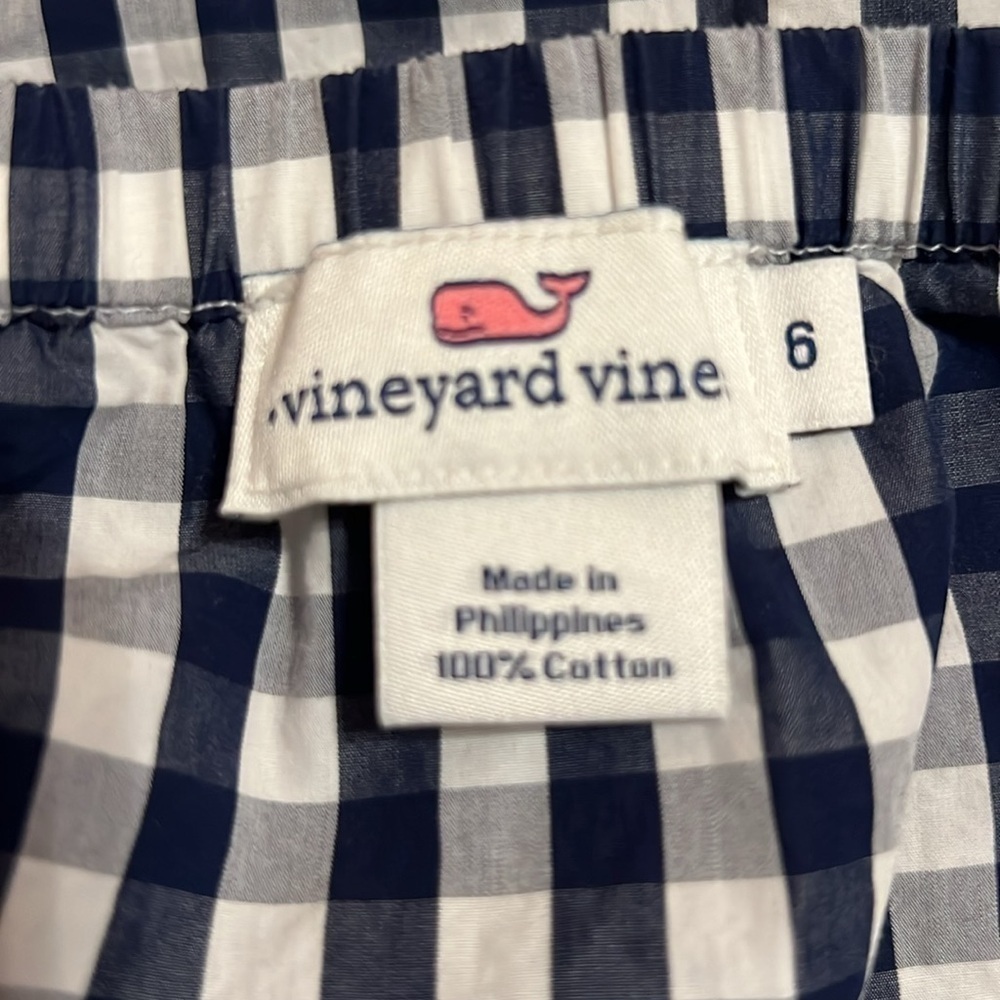 VINEYARD VINES Women’s Off The Shoulder size 6 long sleeve gingham top - Picture 6 of 7